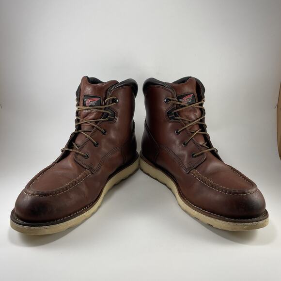 Red Wing 405 Waterproof Leather Work Boots Size 14 D Brown Wedge Moc Toe